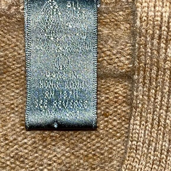 LORD & TAYLOR Cardigan Lambs Wool Brown/Cream Sweater Top Size L - Picture 4 of 12